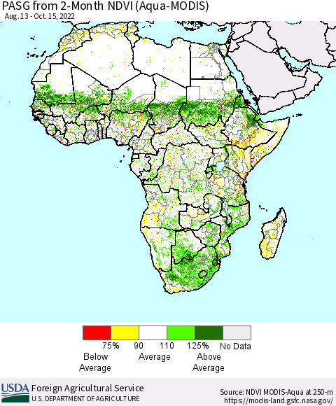 Africa PASG from 2-Month NDVI (Terra-MODIS) Thematic Map For 10/11/2022 - 10/20/2022