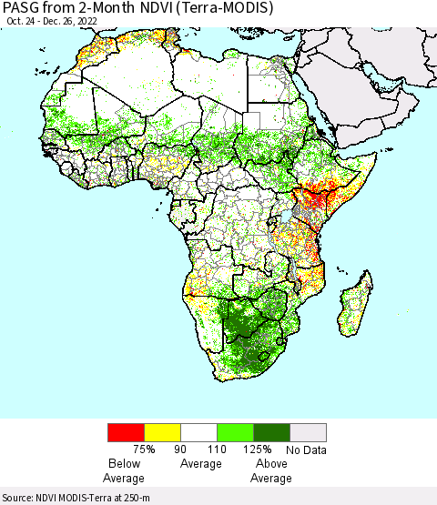 Africa PASG from 2-Month NDVI (Terra-MODIS) Thematic Map For 12/19/2022 - 12/26/2022