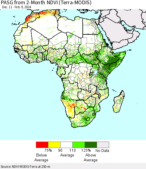 Africa PASG from 2-Month NDVI (Terra-MODIS) Thematic Map For 2/2/2024 - 2/9/2024