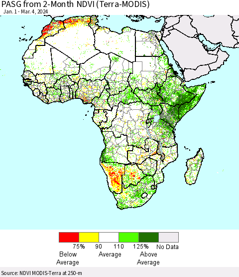 Africa PASG from 2-Month NDVI (Terra-MODIS) Thematic Map For 2/26/2024 - 3/4/2024