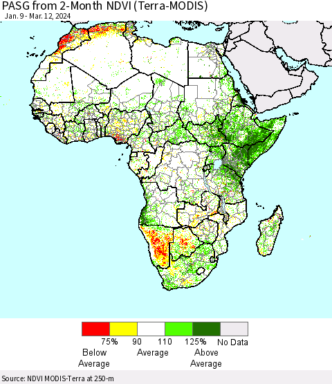 Africa PASG from 2-Month NDVI (Terra-MODIS) Thematic Map For 3/5/2024 - 3/12/2024