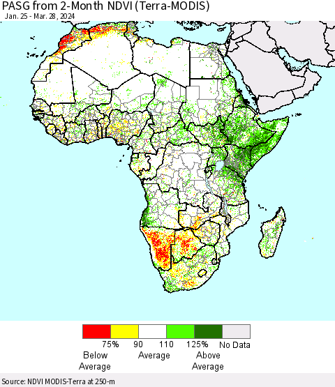 Africa PASG from 2-Month NDVI (Terra-MODIS) Thematic Map For 3/21/2024 - 3/28/2024