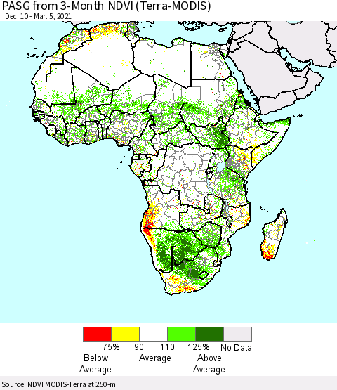 Africa PASG from 3-Month NDVI (Terra-MODIS) Thematic Map For 2/26/2021 - 3/5/2021