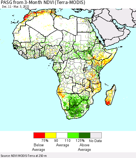 Africa PASG from 3-Month NDVI (Terra-MODIS) Thematic Map For 2/26/2022 - 3/5/2022
