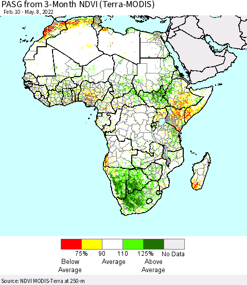 Africa PASG from 3-Month NDVI (Terra-MODIS) Thematic Map For 5/1/2022 - 5/8/2022