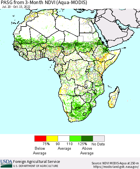 Africa PASG from 3-Month NDVI (Terra-MODIS) Thematic Map For 10/11/2022 - 10/20/2022