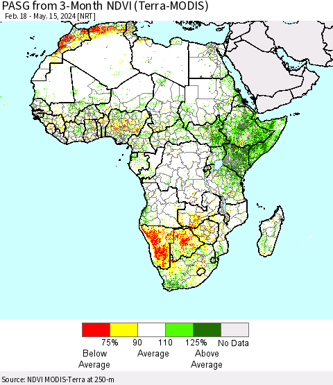Africa PASG from 3-Month NDVI (Terra-MODIS) Thematic Map For 5/8/2024 - 5/15/2024