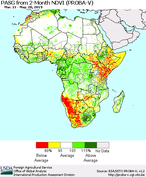 Africa PASG from 2-Month NDVI (PROBA-V) Thematic Map For 5/11/2019 - 5/20/2019