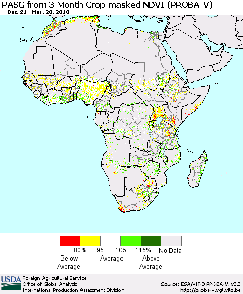 Africa PASG from 3-Month Crop-masked NDVI (PROBA-V) Thematic Map For 3/11/2018 - 3/20/2018