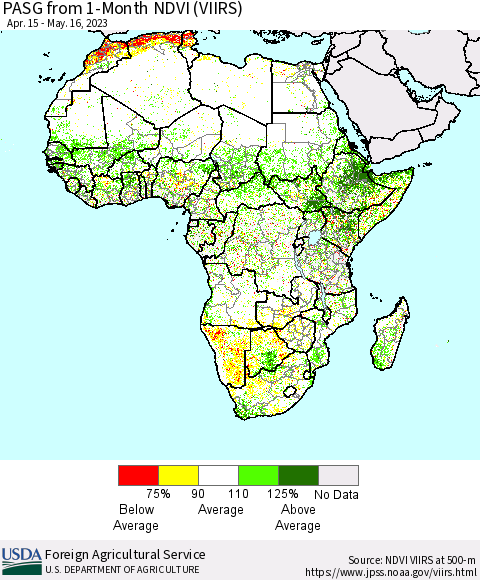 Africa PASG from 1-Month NDVI (VIIRS) Thematic Map For 5/11/2023 - 5/20/2023