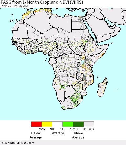Africa PASG from 1-Month Cropland NDVI (VIIRS) Thematic Map For 12/19/2021 - 12/26/2021