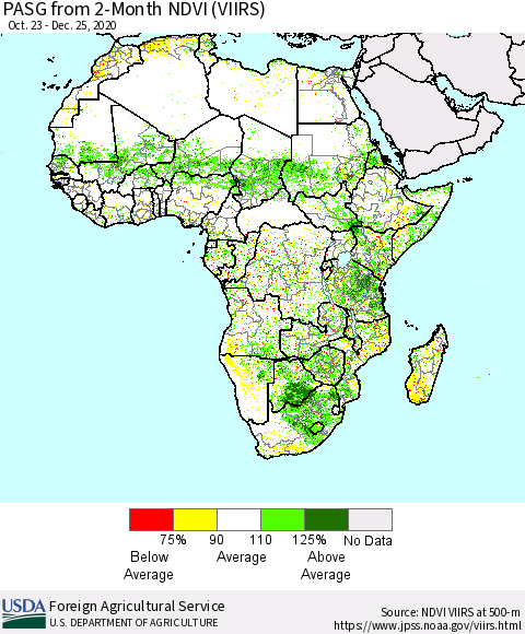 Africa PASG from 2-Month NDVI (VIIRS) Thematic Map For 12/21/2020 - 12/31/2020