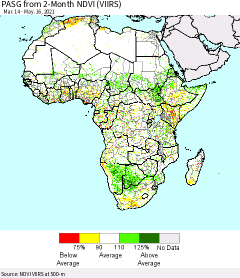 Africa PASG from 2-Month NDVI (VIIRS) Thematic Map For 5/9/2021 - 5/16/2021