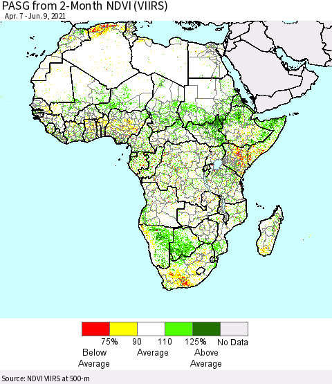 Africa PASG from 2-Month NDVI (VIIRS) Thematic Map For 6/2/2021 - 6/9/2021