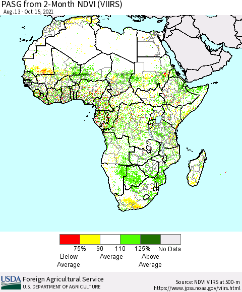 Africa PASG from 2-Month NDVI (VIIRS) Thematic Map For 10/11/2021 - 10/20/2021