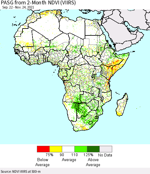 Africa PASG from 2-Month NDVI (VIIRS) Thematic Map For 11/17/2021 - 11/24/2021