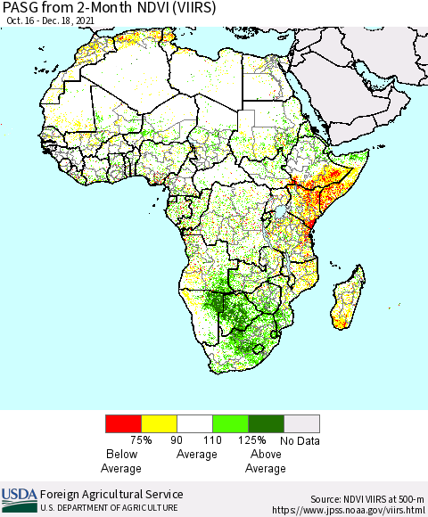 Africa PASG from 2-Month NDVI (VIIRS) Thematic Map For 12/11/2021 - 12/20/2021