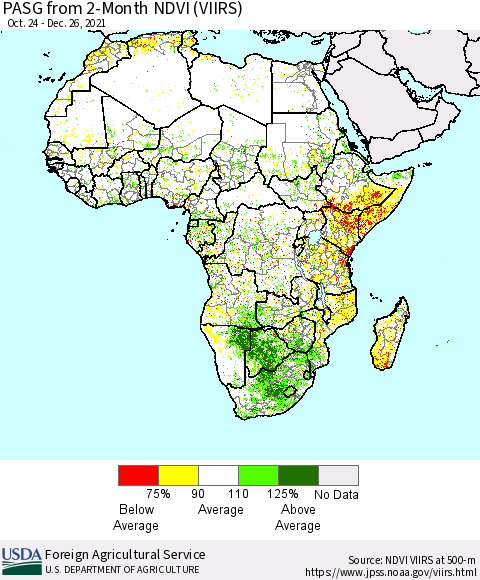 Africa PASG from 2-Month NDVI (VIIRS) Thematic Map For 12/21/2021 - 12/31/2021