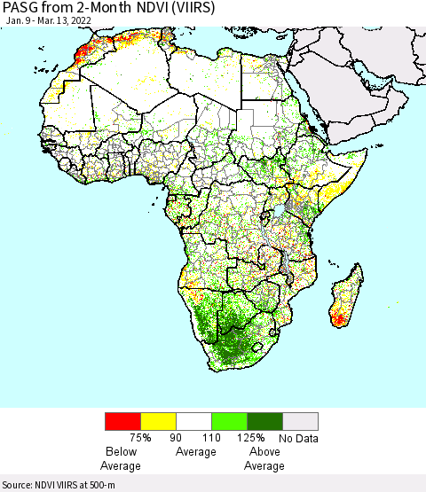 Africa PASG from 2-Month NDVI (VIIRS) Thematic Map For 3/6/2022 - 3/13/2022