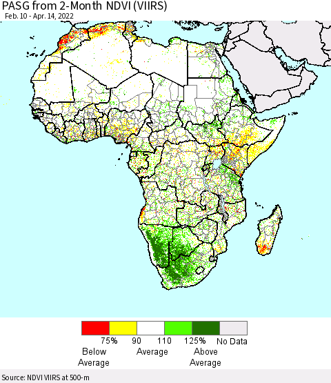 Africa PASG from 2-Month NDVI (VIIRS) Thematic Map For 4/7/2022 - 4/14/2022