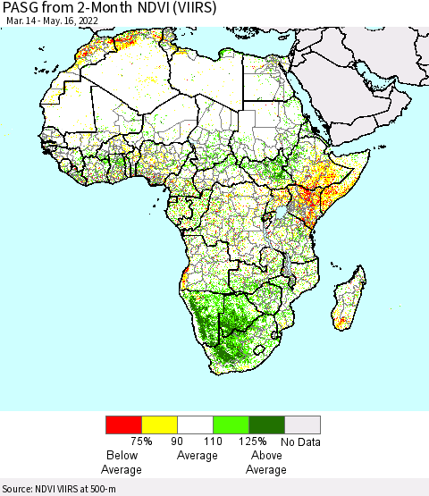 Africa PASG from 2-Month NDVI (VIIRS) Thematic Map For 5/9/2022 - 5/16/2022