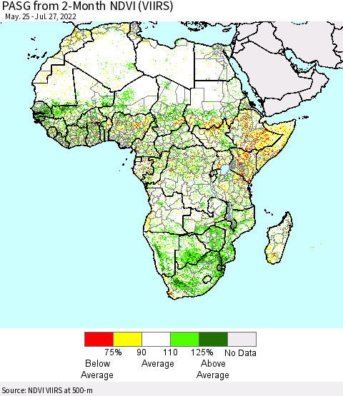 Africa PASG from 2-Month NDVI (VIIRS) Thematic Map For 7/20/2022 - 7/27/2022