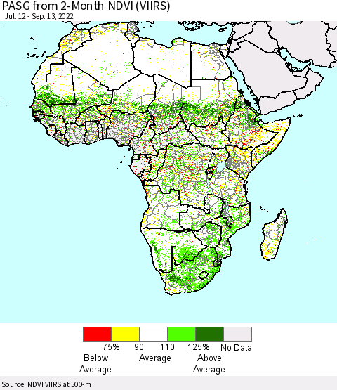 Africa PASG from 2-Month NDVI (VIIRS) Thematic Map For 9/6/2022 - 9/13/2022