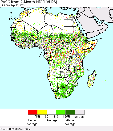 Africa PASG from 2-Month NDVI (VIIRS) Thematic Map For 9/14/2022 - 9/21/2022
