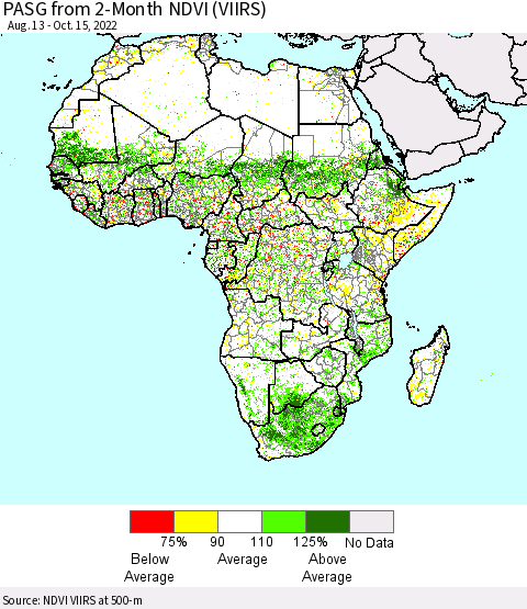 Africa PASG from 2-Month NDVI (VIIRS) Thematic Map For 10/8/2022 - 10/15/2022