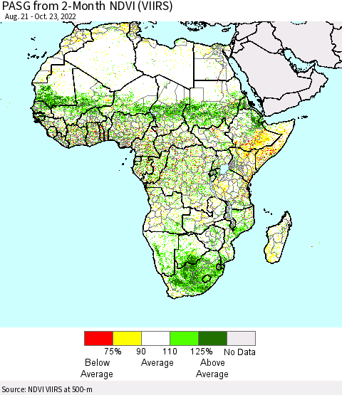 Africa PASG from 2-Month NDVI (VIIRS) Thematic Map For 10/16/2022 - 10/23/2022