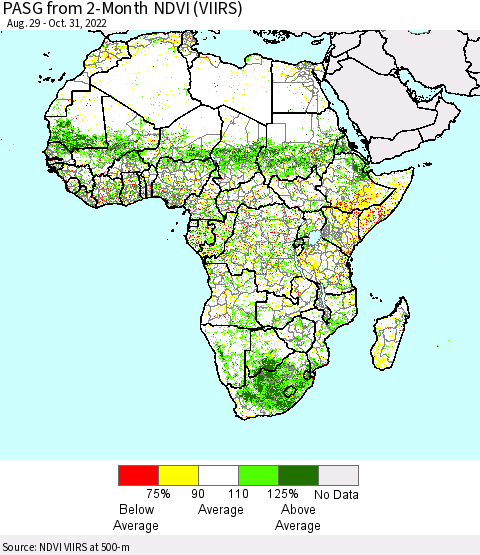 Africa PASG from 2-Month NDVI (VIIRS) Thematic Map For 10/24/2022 - 10/31/2022