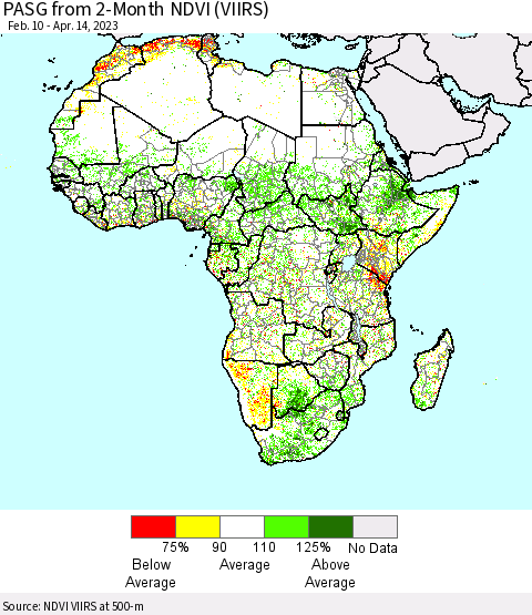 Africa PASG from 2-Month NDVI (VIIRS) Thematic Map For 4/7/2023 - 4/14/2023