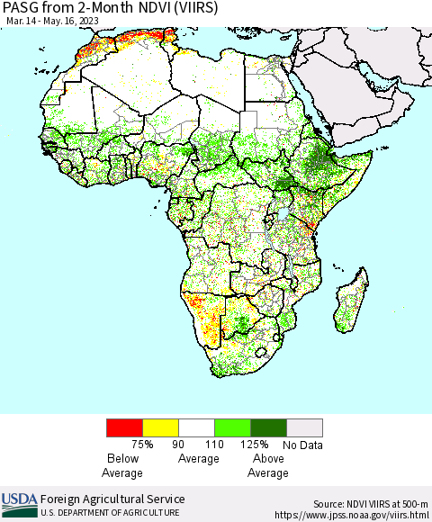 Africa PASG from 2-Month NDVI (VIIRS) Thematic Map For 5/11/2023 - 5/20/2023