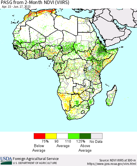 Africa PASG from 2-Month NDVI (VIIRS) Thematic Map For 6/11/2023 - 6/20/2023