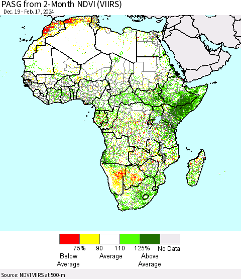 Africa PASG from 2-Month NDVI (VIIRS) Thematic Map For 2/10/2024 - 2/17/2024