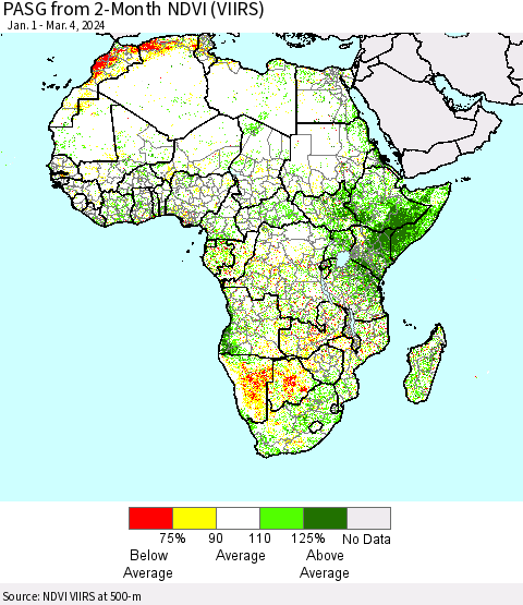 Africa PASG from 2-Month NDVI (VIIRS) Thematic Map For 2/26/2024 - 3/4/2024