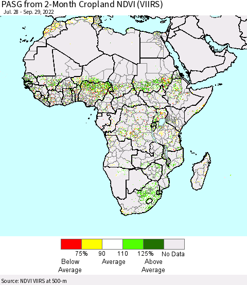 Africa PASG from 2-Month Cropland NDVI (VIIRS) Thematic Map For 9/22/2022 - 9/29/2022