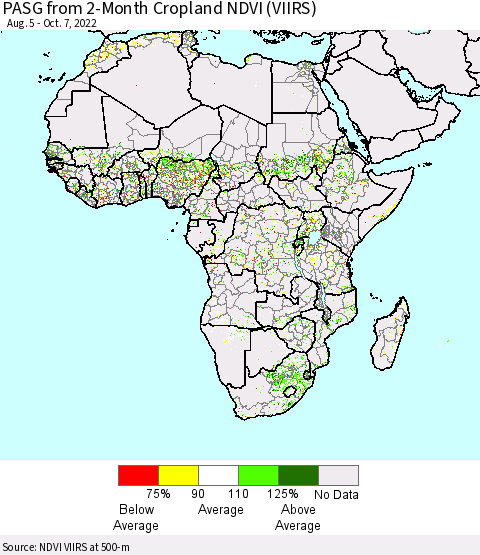 Africa PASG from 2-Month Cropland NDVI (VIIRS) Thematic Map For 9/30/2022 - 10/7/2022
