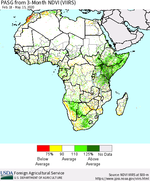 Africa PASG from 3-Month NDVI (VIIRS) Thematic Map For 5/11/2020 - 5/20/2020