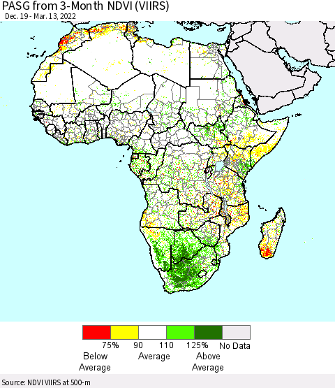 Africa PASG from 3-Month NDVI (VIIRS) Thematic Map For 3/6/2022 - 3/13/2022
