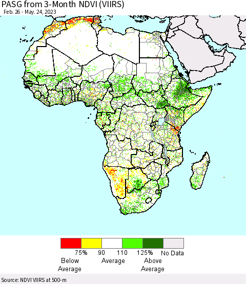 Africa PASG from 3-Month NDVI (VIIRS) Thematic Map For 5/17/2023 - 5/24/2023