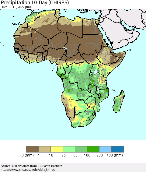 Africa Precipitation 10-Day (CHIRPS) Thematic Map For 12/6/2022 - 12/15/2022