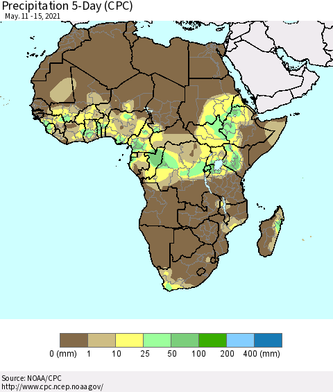 Africa Precipitation 5-Day (CPC) Thematic Map For 5/11/2021 - 5/15/2021