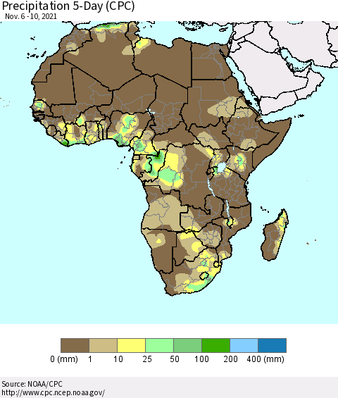 Africa Precipitation 5-Day (CPC) Thematic Map For 11/6/2021 - 11/10/2021