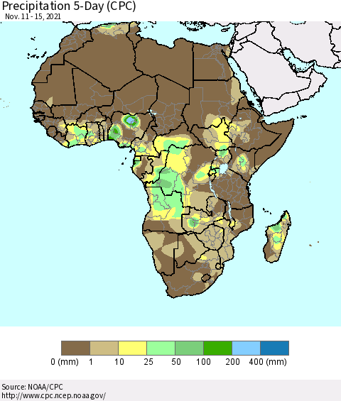 Africa Precipitation 5-Day (CPC) Thematic Map For 11/11/2021 - 11/15/2021