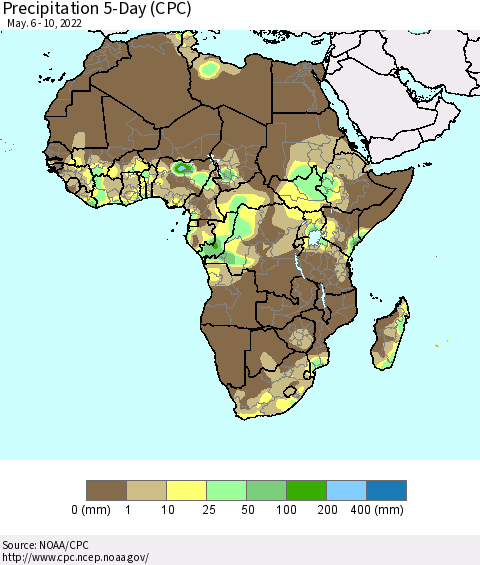 Africa Precipitation 5-Day (CPC) Thematic Map For 5/6/2022 - 5/10/2022
