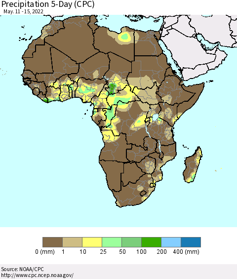Africa Precipitation 5-Day (CPC) Thematic Map For 5/11/2022 - 5/15/2022