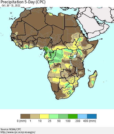 Africa Precipitation 5-Day (CPC) Thematic Map For 10/26/2022 - 10/31/2022