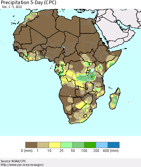 Africa Precipitation 5-Day (CPC) Thematic Map For 12/1/2022 - 12/5/2022