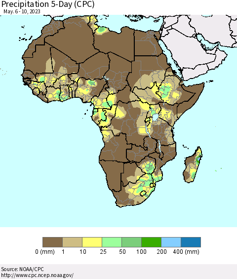 Africa Precipitation 5-Day (CPC) Thematic Map For 5/6/2023 - 5/10/2023